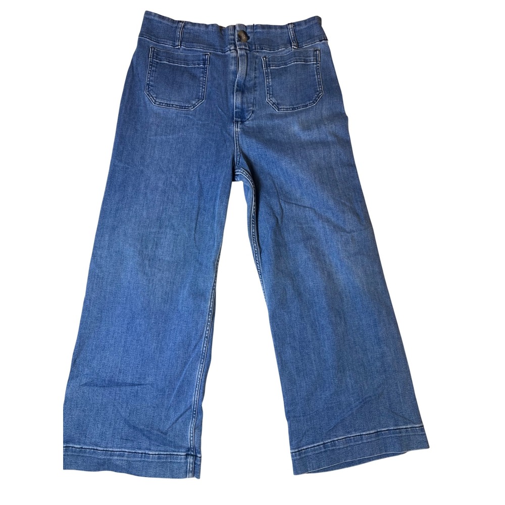 Anthropologie Pilcro and the Letterpress Wide Leg Patch Pocket Jeans Blue 32